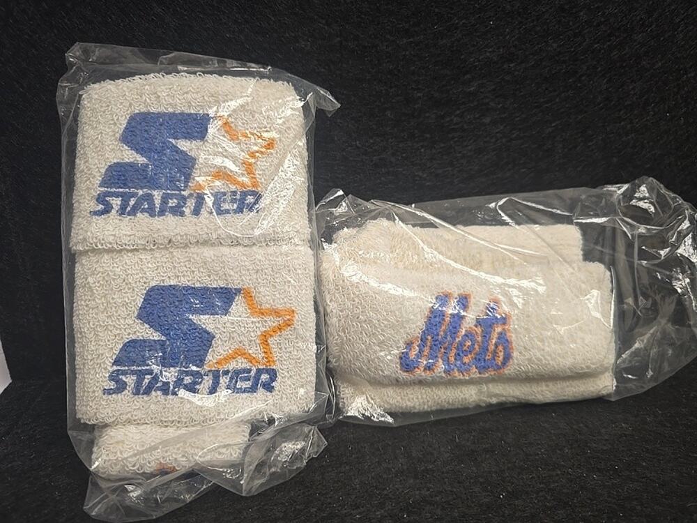 NNIB 2 Sets Vintage New York Mets Starter Wristbands Headband Combo Sweatband